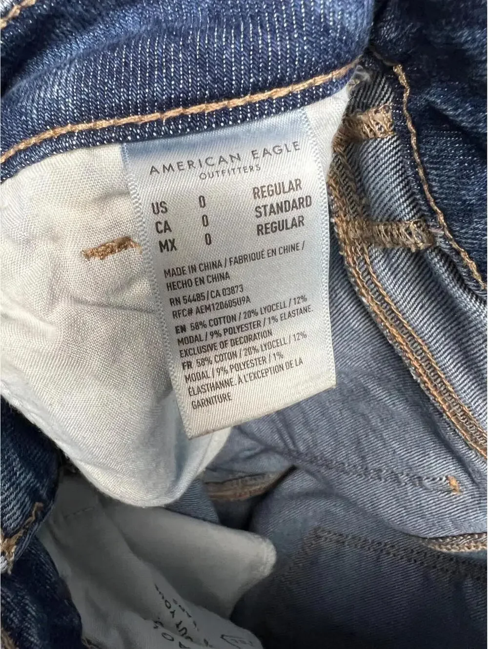 American Eagle Womens Mom Straight Jeans Size 0 Regular Distressed Denim Blue